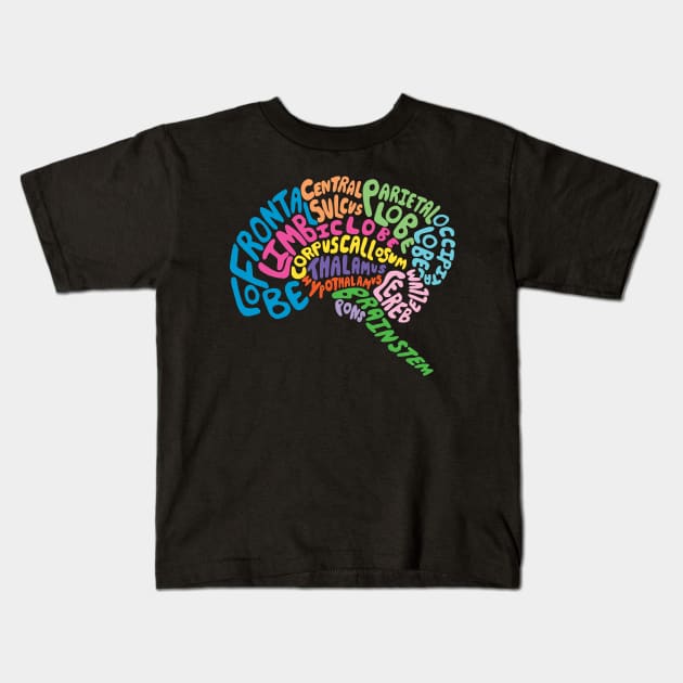 Brilliant Brain Anatomy Kids T-Shirt by Geektopia